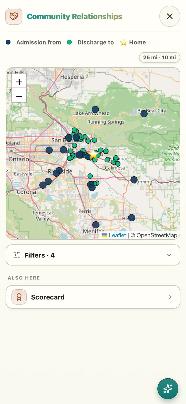 Community Relationships map on an iPhone