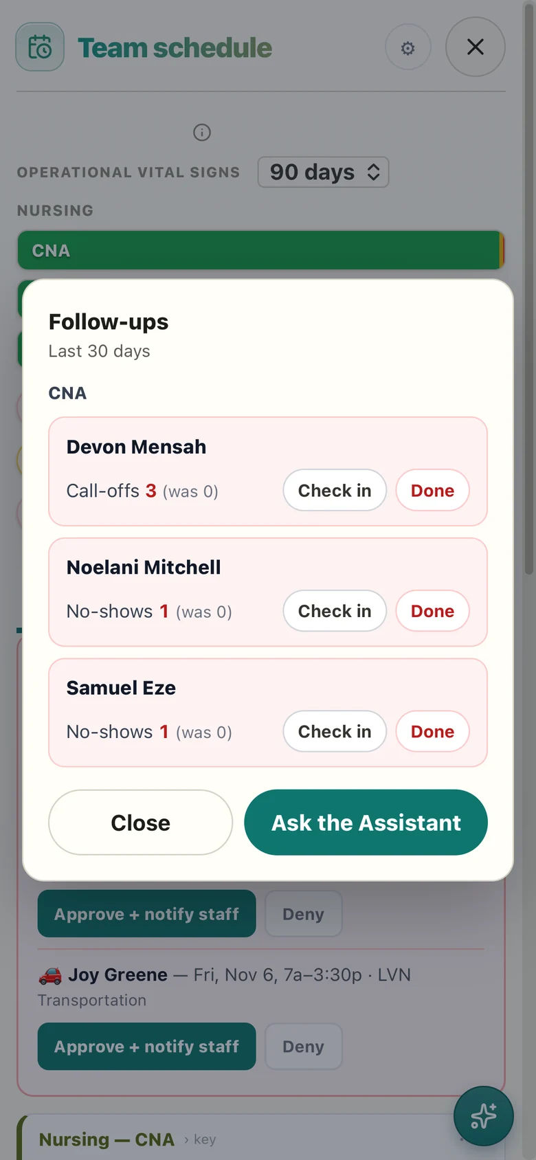 Follow-ups: who to check in with, and why
