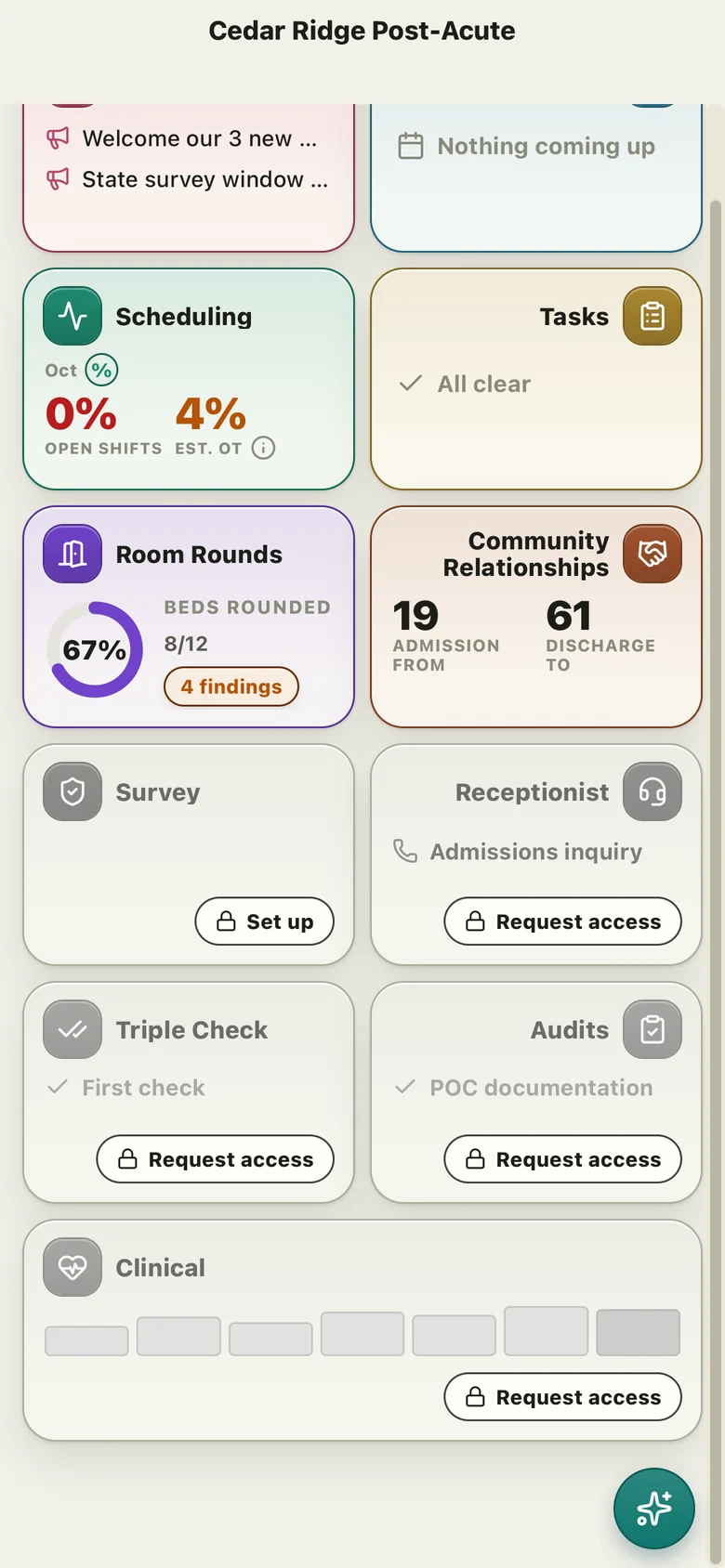 The Receptionist tile on an iPhone, locked until access is turned on