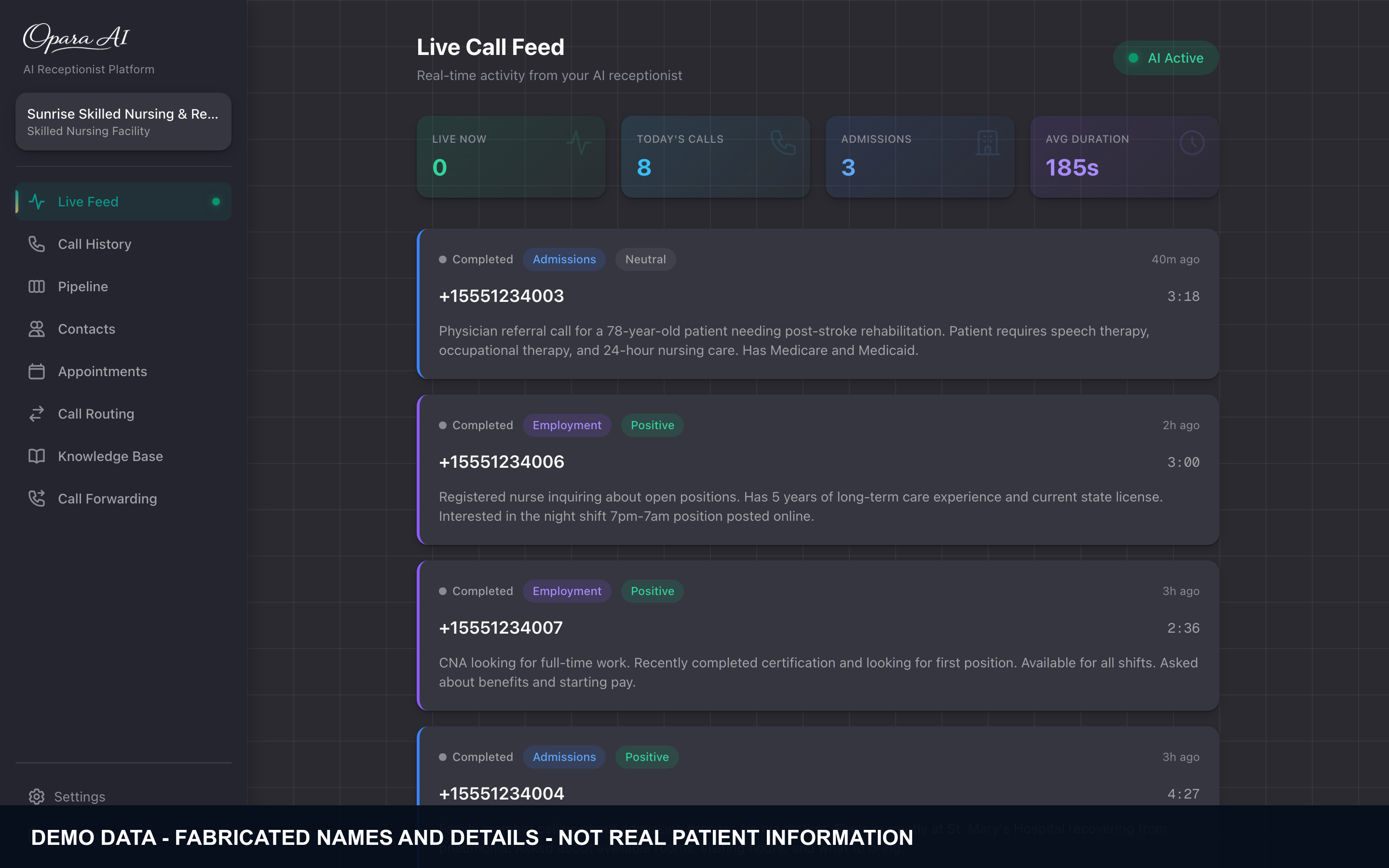 Live Call Feed